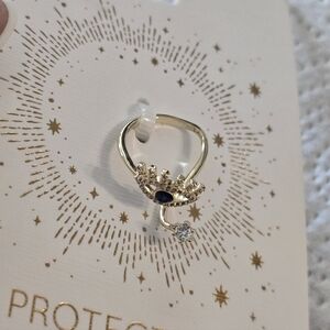 Unwritten Gold and Black Women's Ring Sz 7 Cubic Gold Plated New